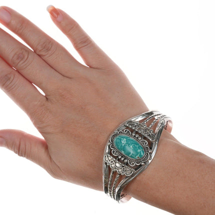 7" 40's - 50's Navajo silver and turquoise bracelet - Estate Fresh Austin