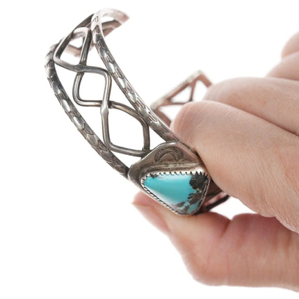7" 40's-50's Navajo stamped silver and turquoise bracelet - Estate Fresh Austin
