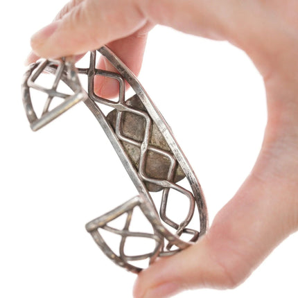 7" 40's-50's Navajo stamped silver and turquoise bracelet - Estate Fresh Austin