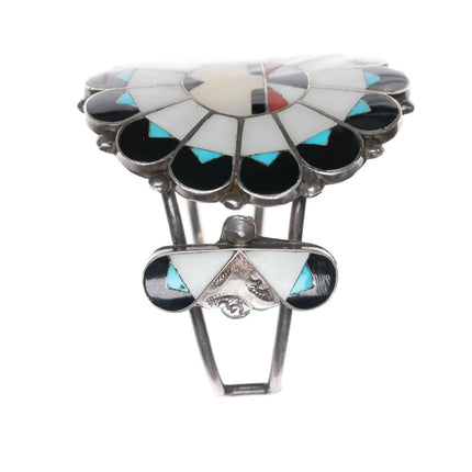 7" 50's-60's Marie Qualo Zuni sterling sunface cuff bracelet - Estate Fresh Austin
