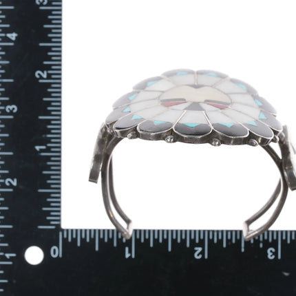 7" 50's-60's Marie Qualo Zuni sterling sunface cuff bracelet - Estate Fresh Austin