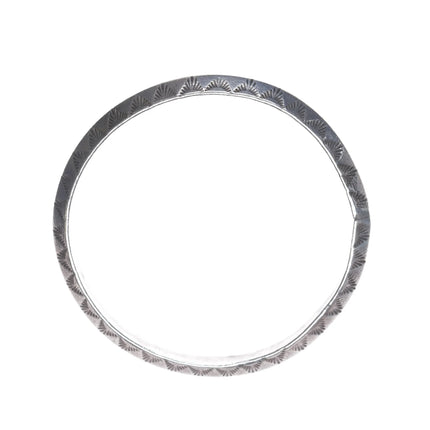 7.625" Heavy vintage Navajo carinated silver bangle bracelet - Estate Fresh Austin