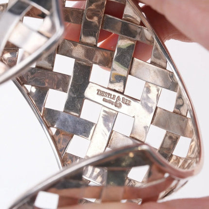 7.625" Thistle and Bee Classic Weave Cuff bracelet in Sterling Silver - Estate Fresh Austin