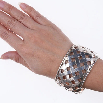 7.625" Thistle and Bee Classic Weave Cuff bracelet in Sterling Silver - Estate Fresh Austin