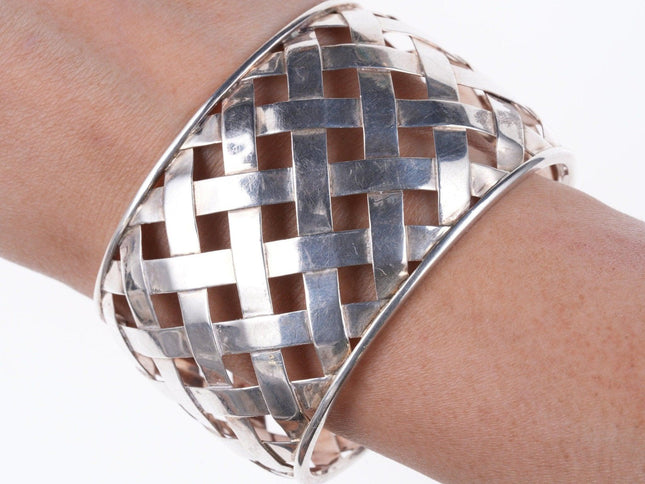 7.625" Thistle and Bee Classic Weave Cuff bracelet in Sterling Silver - Estate Fresh Austin