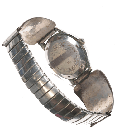 7 - 8" 1950's Bisbee turquoise Native American overlay sterling watch tips - Estate Fresh Austin