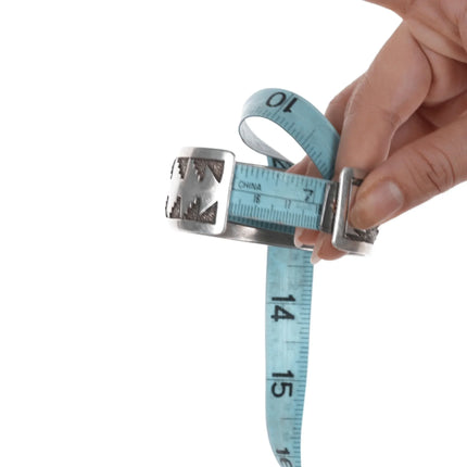 7" Able Arthur Navajo silver and turquoise cuff bracelet w/ Navajo rug pattern - Estate Fresh Austin