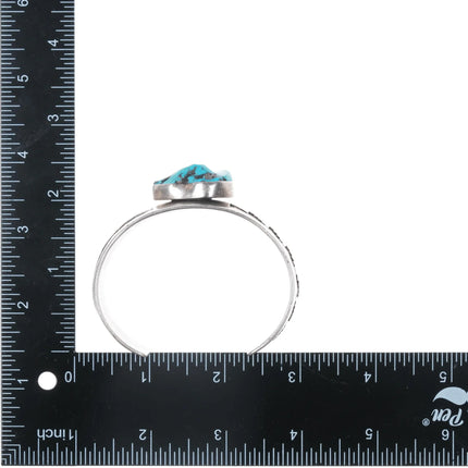 7" Able Arthur Navajo silver and turquoise cuff bracelet w/ Navajo rug pattern - Estate Fresh Austin