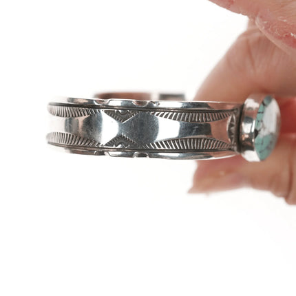 7" AJ Navajo silver and turquoise cuff bracelet - Estate Fresh Austin