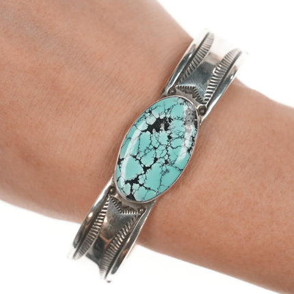 7" AJ Navajo silver and turquoise cuff bracelet - Estate Fresh Austin