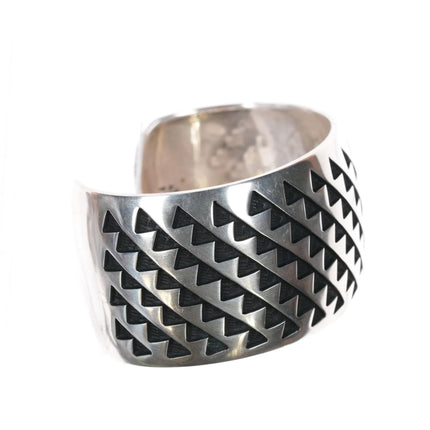 7" Bernard Dawahoya (1936-2010) Hopi Overlay silver cuff bracelet - Estate Fresh Austin