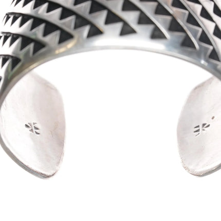 7" Bernard Dawahoya (1936-2010) Hopi Overlay silver cuff bracelet - Estate Fresh Austin
