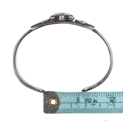 7" c1930's Navajo silver and turquoise hearts cuff bracelet - Estate Fresh Austin