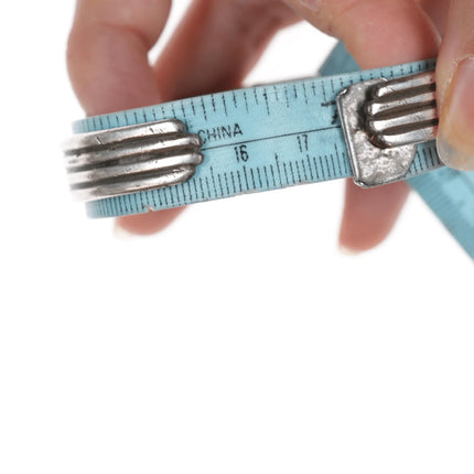 7" c1930's Navajo silver and turquoise hearts cuff bracelet - Estate Fresh Austin