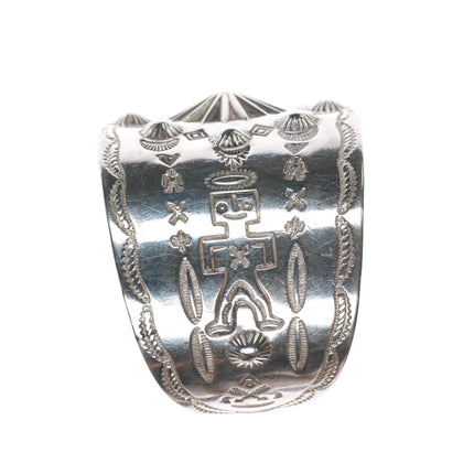 7" c1940's Navajo Curio wide sterling cuff bracelet - Estate Fresh Austin