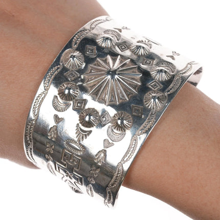 7" c1940's Navajo Curio wide sterling cuff bracelet - Estate Fresh Austin