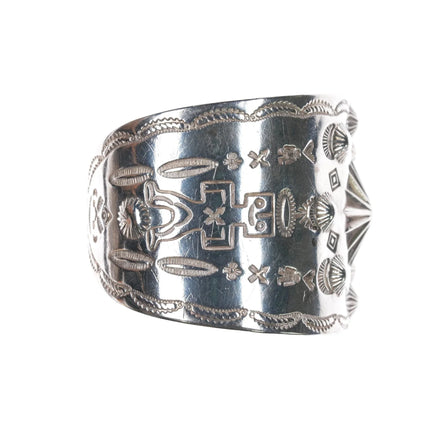 7" c1940's Navajo Curio wide sterling cuff bracelet - Estate Fresh Austin