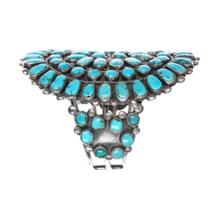 7" c1950's Native American silver Natural turquoise cluster cuff bracelet - Estate Fresh Austin
