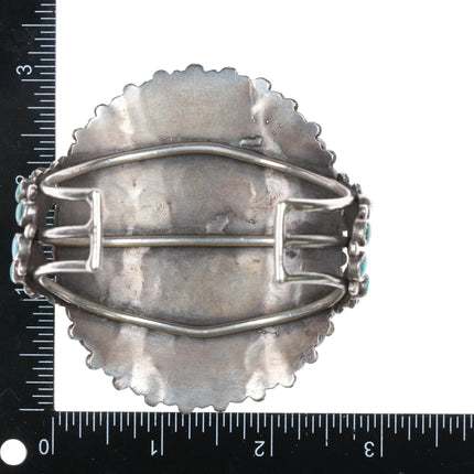 7" c1950's Native American silver Natural turquoise cluster cuff bracelet - Estate Fresh Austin