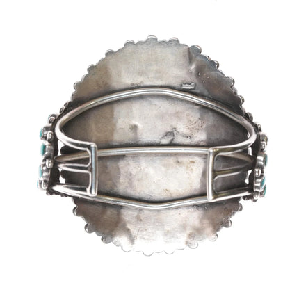 7" c1950's Native American silver Natural turquoise cluster cuff bracelet - Estate Fresh Austin