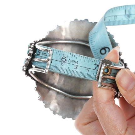 7" c1950's Native American silver Natural turquoise cluster cuff bracelet - Estate Fresh Austin