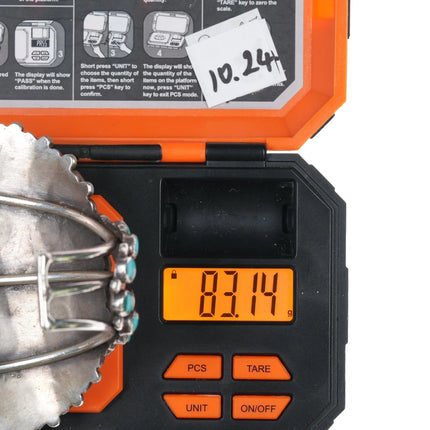 7" c1950's Native American silver Natural turquoise cluster cuff bracelet - Estate Fresh Austin