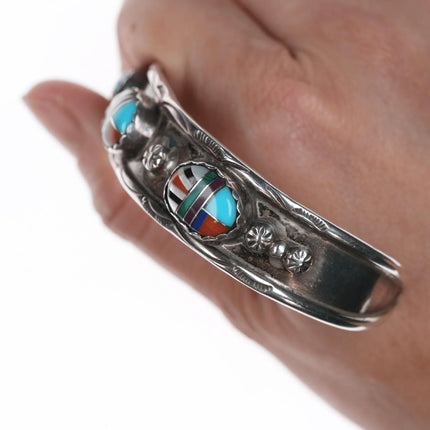 7" CB Native American sterling channel inlay cuff bracelet - Estate Fresh Austin