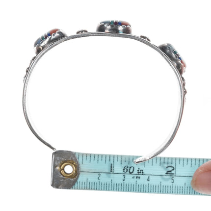 7" CB Native American sterling channel inlay cuff bracelet - Estate Fresh Austin