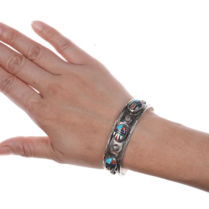 7" CB Native American sterling channel inlay cuff bracelet - Estate Fresh Austin