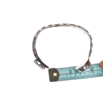 7" Chief Wolf Robe Hunt (1905-1977) Acoma Ingot silver and turquoise Snake cuff bracelet - Estate Fresh Austin