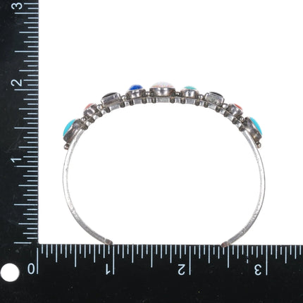 7" Darrin Livingston Navajo stering multi-stone cuff bracelet - Estate Fresh Austin