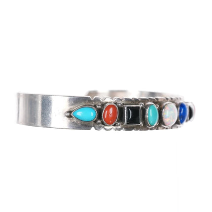 7" Darrin Livingston Navajo stering multi-stone cuff bracelet - Estate Fresh Austin