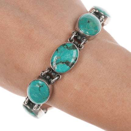 7" Federico Jimenez sterling and turquoise link bracelet - Estate Fresh Austin