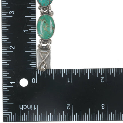 7" Federico Jimenez sterling and turquoise link bracelet - Estate Fresh Austin