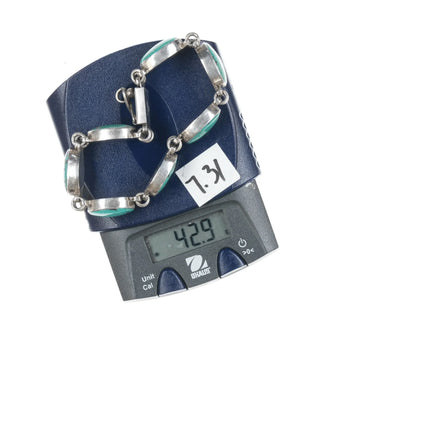 7" Federico Jimenez sterling and turquoise link bracelet - Estate Fresh Austin
