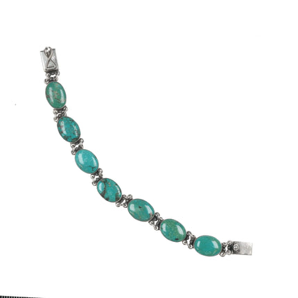 7" Federico Jimenez sterling and turquoise link bracelet - Estate Fresh Austin