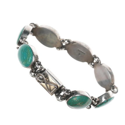 7" Federico Jimenez sterling and turquoise link bracelet - Estate Fresh Austin