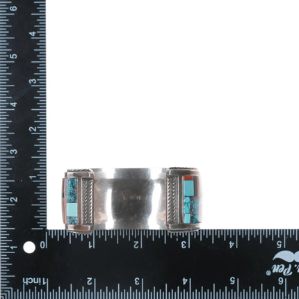 7" Gilbert and Mildred Calavaza Zuni Multi-stone intarsia inlay cuff bracelet - Estate Fresh Austin