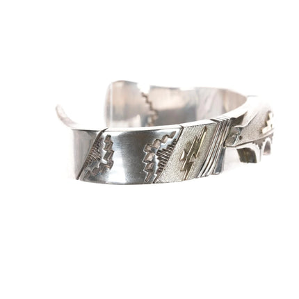 7" Heavy 14k/Sterling Jefferson Brown heartline bear Navajo cuff bracelet - Estate Fresh Austin