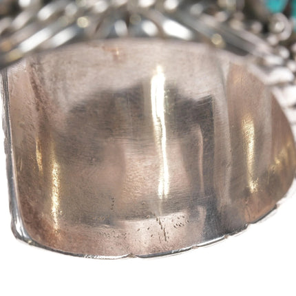 7" Huge 60's-70's Navajo sterling turquoise cluster cuff bracelet - Estate Fresh Austin