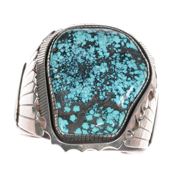 7" huge Godber turquoise Navajo sterling cuff bracelet by E Piaso - Estate Fresh Austin