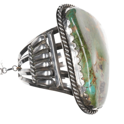 7" Huge Vintage Native American silver and turquoise cuff bracelet - Estate Fresh Austin