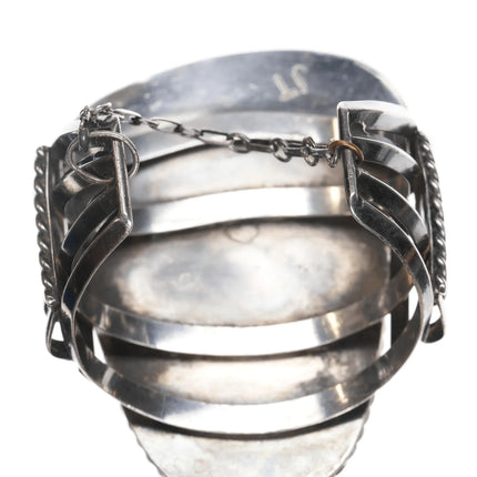 7" Huge Vintage Native American silver and turquoise cuff bracelet - Estate Fresh Austin