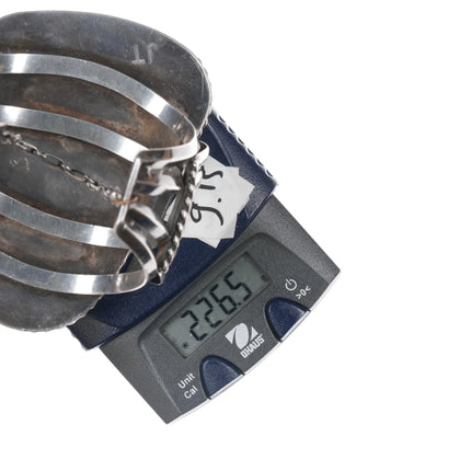 7" Huge Vintage Native American silver and turquoise cuff bracelet - Estate Fresh Austin