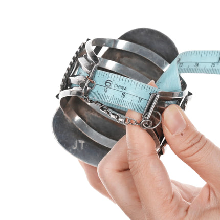 7" Huge Vintage Native American silver and turquoise cuff bracelet - Estate Fresh Austin