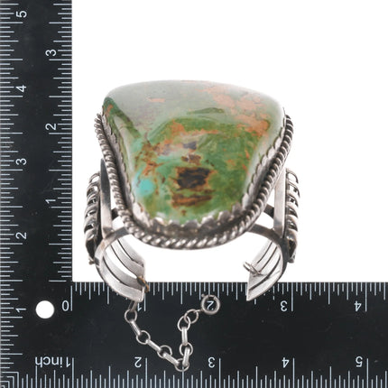 7" Huge Vintage Native American silver and turquoise cuff bracelet - Estate Fresh Austin