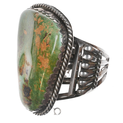 7" Huge Vintage Native American silver and turquoise cuff bracelet - Estate Fresh Austin