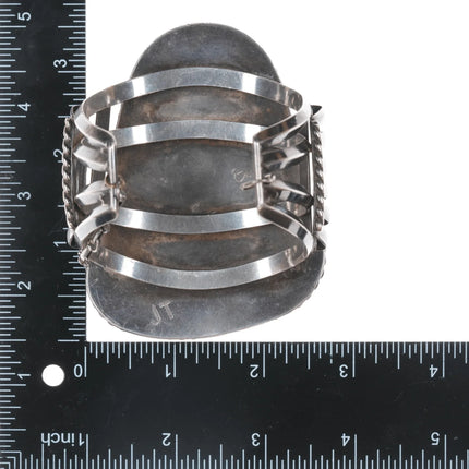 7" Huge Vintage Native American silver and turquoise cuff bracelet - Estate Fresh Austin