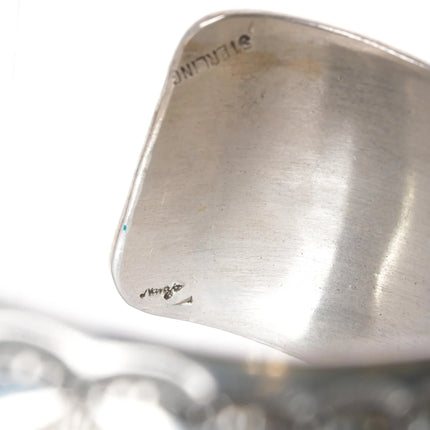 7" JC Navajo heavily stamped sterling cuff bracelet - Estate Fresh Austin