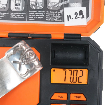 7" JC Navajo heavily stamped sterling cuff bracelet - Estate Fresh Austin